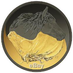 1 Ounce Silver Matte Proof Black and Gold Canadian Horse 20 $ Kanada 2020 Canada