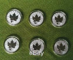 1 oz 9999 Wild Canada Coins Set of 6 Canadian Maple Leaf Privy Rev Proof