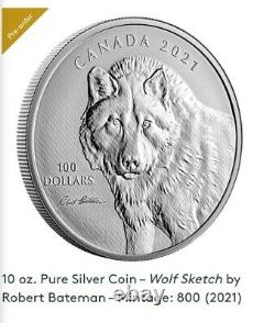 10 oz. Pure Silver Coin Wolf by Robert Bateman (2021) Now in Stock #209/800