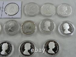(16) Canada Silver $1 Dollar Proof Coin Lot 1971-1987