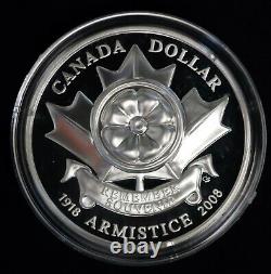 1918-2008 Canada Silver Proof Dollar The Poppy Armistice Coin with Box and COA