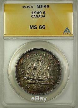 1949 Canada Silver $1 One Dollar Coin ANACS MS-66 Toned (Proof-Like)