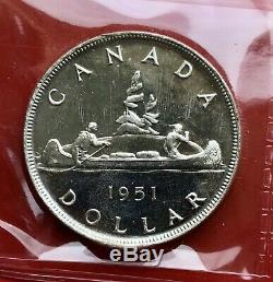 1951 Canada 1 Dollar Silver Coin One Dollar ICCS Proof Like PL-65
