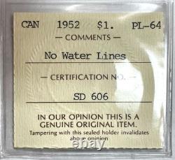 1952 Silver Canada $1 Dollar George VI No Water Lines Coin Iccs Proof Like 64