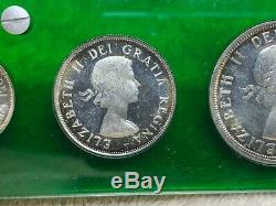 1953 Canada Proof Like Set Silver $1, 50C. 25C, 10C, 5C, 1C in Green Display
