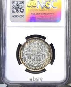 1953 Canada Silver 50 Cents Large Date No Shoulder Fold Ngc Pl 64 Bu Proof Like