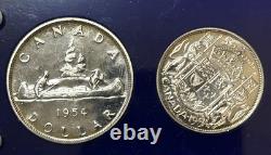 1954 Canada 6 Coin Proof Like Mint Set Silver Dollar 50c 25c 10c 5c 1c 80%