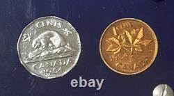 1954 Canada 6 Coin Proof Like Mint Set Silver Dollar 50c 25c 10c 5c 1c 80%
