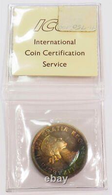 1954 Canada Silver Dollar Rainbow Colors Iccs Mint State Proof-like 66