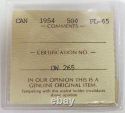 1954 Silver Canada Proof-like 50 Cents Iccs Pl 65 (color)