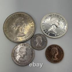1956 Canada Partial Proof Like Uncirculated Set $1 50c 25c 10c 1c Silver 5 Coin