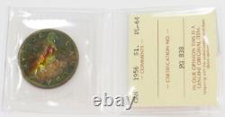 1956 Canada Silver Dollar Rainbow Colors Iccs Mint State Proof-like 64