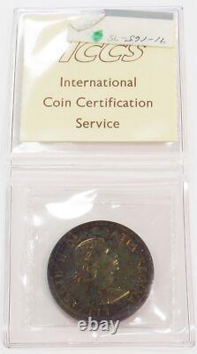 1956 Canada Silver Dollar Rainbow Colors Iccs Mint State Proof-like 64