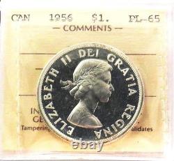 1956 Silver Canada $1 Dollar Proof-like Elizabeth Coin Iccs Pl 65 Cameo