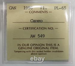 1956 Silver Canada $1 Dollar Proof-like Elizabeth Coin Iccs Pl 65 Cameo