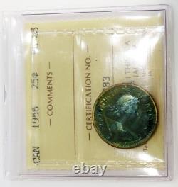 1956 Silver Canada Proof-like 25 Cents Iccs Pl 65 Color