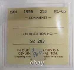 1956 Silver Canada Proof-like 25 Cents Iccs Pl 65 Color