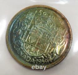 1956 Silver Canada Proof-like 50 Cents Iccs Pl 66 Color