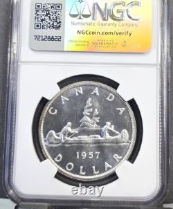 1957 Canada Silver 1 Dollar Elizabeth II Ngc Pl 64 Scarce Bu Proof Like Beauty