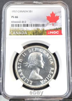 1957 Canada Silver 1 Dollar Elizabeth II Ngc Pl 66 Scarce Gem Proof Like