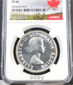 1957 Canada Silver 1 Dollar Elizabeth II Ngc Pl 66 Scarce Gem Proof Like
