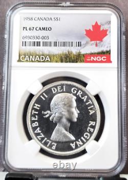 1958 Canada Silver 1 Dollar Totem Pole Ngc Pl 67 Cameo Extremely Rare Top Pop