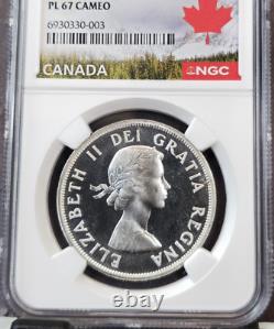 1958 Canada Silver 1 Dollar Totem Pole Ngc Pl 67 Cameo Extremely Rare Top Pop
