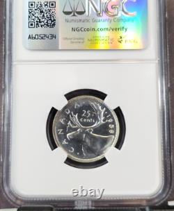 1958 Canada Silver 25 Cents Elizabeth II Ngc Pl 65 Rare Gem Proof Like Beauty