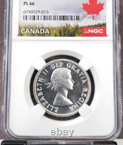 1958 Canada Silver 50 Cents Elizabeth II Ngc Pl 66 Scarce Gem Proof Like
