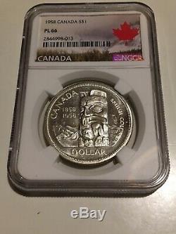 1958 Canada Silver Dollar Totem Pole Ngc Proof Like Pl66 Priced Right