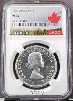 1959 Canada Silver 1 Dollar Elizabeth II Ngc Pl 65 Scarce Gem Proof Like