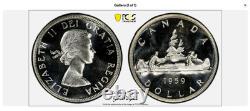 1959 Silver Dollar Elizabeth II Canada Pcgs Pl66(semi-cam) Rare R4 High-grades