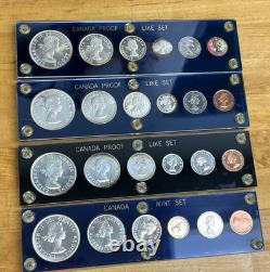 1960 1963 Canada Proof Like 6 Coins Set In Ayrclic Holders Lot of 4