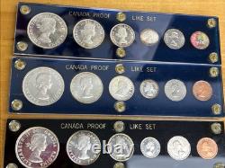 1960 1963 Canada Proof Like 6 Coins Set In Ayrclic Holders Lot of 4