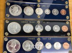 1960 1963 Canada Proof Like 6 Coins Set In Ayrclic Holders Lot of 4