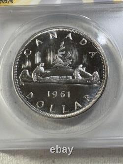 1961 Canada $1 Large Silver Coin Graded MS 68 Proof Like by ANACS Voyageur