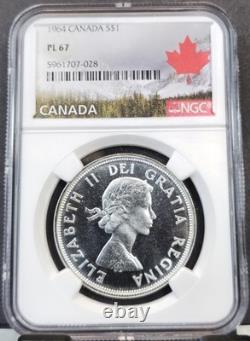 1964 Canada Silver Dollar Charlottetown Centennial Ngc Pl 67 Rare Gem Proof