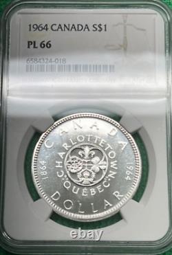 1964 Canada Silver Dollar. NGC PL 66. Proof Like