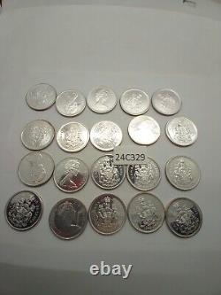 1965 Canada Silver Fifty Cents Uncirculated/ semi proof like Roll of 20 Coins