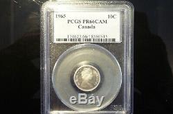 1965 Canada silver specimen SP proof ten 10 cents PCGS PR-66 Cameo
