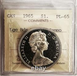 1965 Silver Canada $1 Dollar Large Beads Pointed 5 Coin Iccs Proof Like 65 Cameo