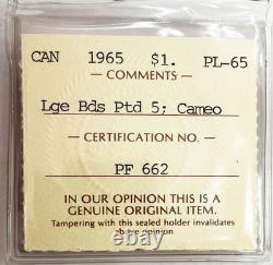 1965 Silver Canada $1 Dollar Large Beads Pointed 5 Coin Iccs Proof Like 65 Cameo