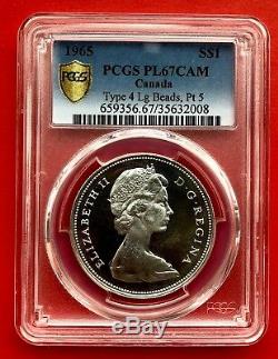 1965 Type 4 Canada 1 Dollar Silver Coin One Dollar PCGS Proof-Like PL-67 CAMEO