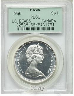 1966 $1 Canada Silver Proof-like? Elizabeth II? Large Beads PCGS PL66 GEM