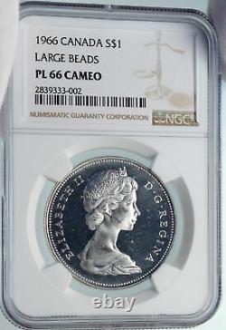 1966 CANADA UK Queen Elizabeth II Canoe Proof-Like Silver Dollar Coin NGC i85384