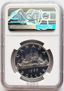 1966 Canada $1 Silver Dollar Large Beads NGC PL 66 Ultra Cameo Proof-like UCAM