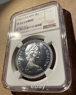 1967 Canada $1 Ngc Pl 65 Cameo Confederation Centennial Silver Proof-like