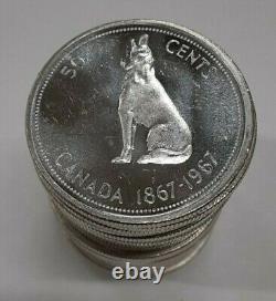 1967 Canada Centennial Proof-Like BU Roll 80% Silver 50 Cent Wolf-20 Coins Total