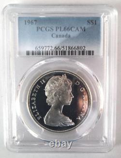 1967 Canada Proof-like Cameo Silver Dollar Pl66cam Pcgs Partial Diving Goose