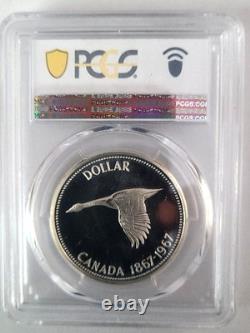 1967 Canada Proof-like Cameo Silver Dollar Pl66cam Pcgs Partial Diving Goose